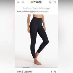 Vuori Evolve Legging - Size M Black